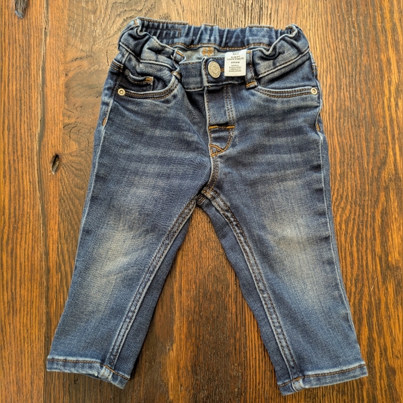 Blue Elastic Waist Straight Leg Jeans - Picture 1 of 3